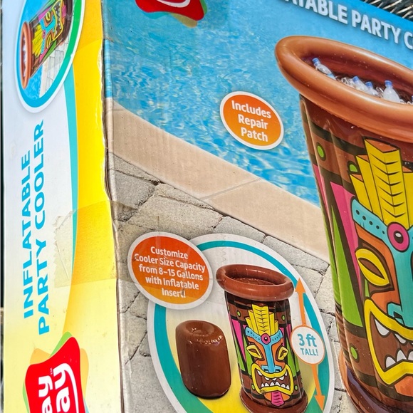 Play Day Inflatable Party Cooler, Tiki Face, new - Picture 5 of 6